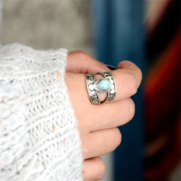 Türkis Tropfen Openwork Ring - Image 4