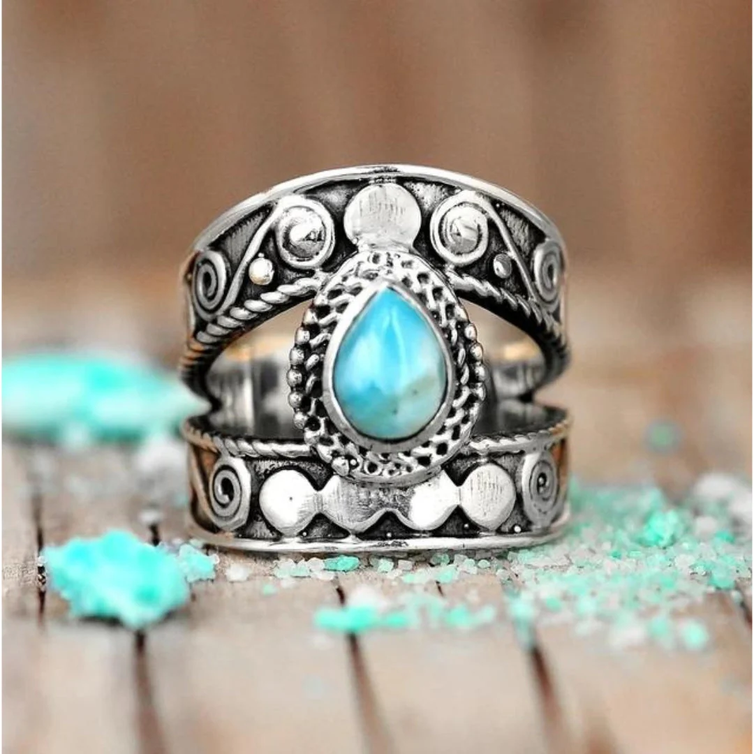 Türkis Tropfen Openwork Ring - Image 5