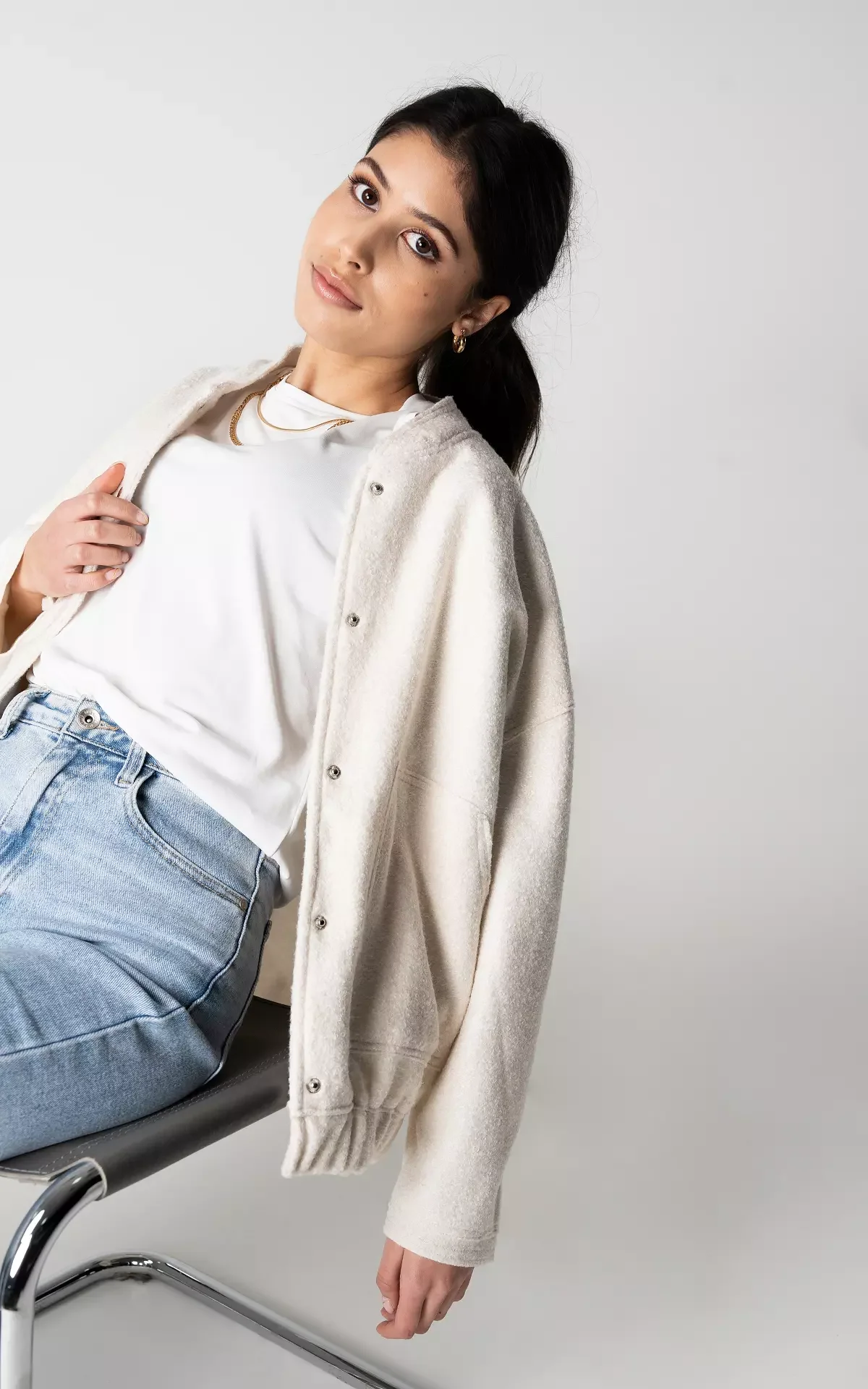 Übergroße Tweed Bomberjacke - Image 4