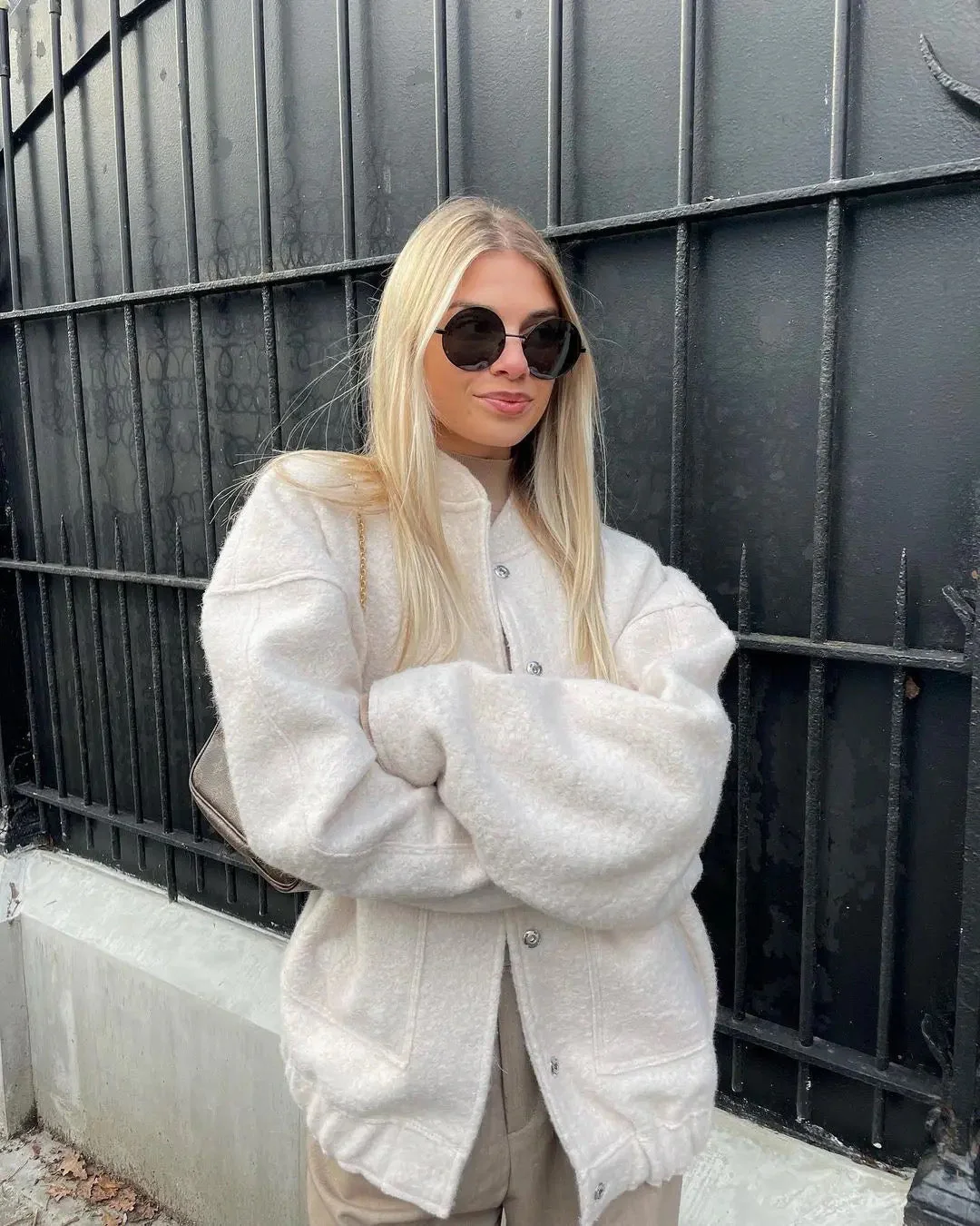 Übergroße Tweed Bomberjacke - Image 9