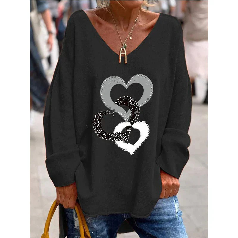 Übergroßer Pullover mit Herzmuster für Damen - Image 4
