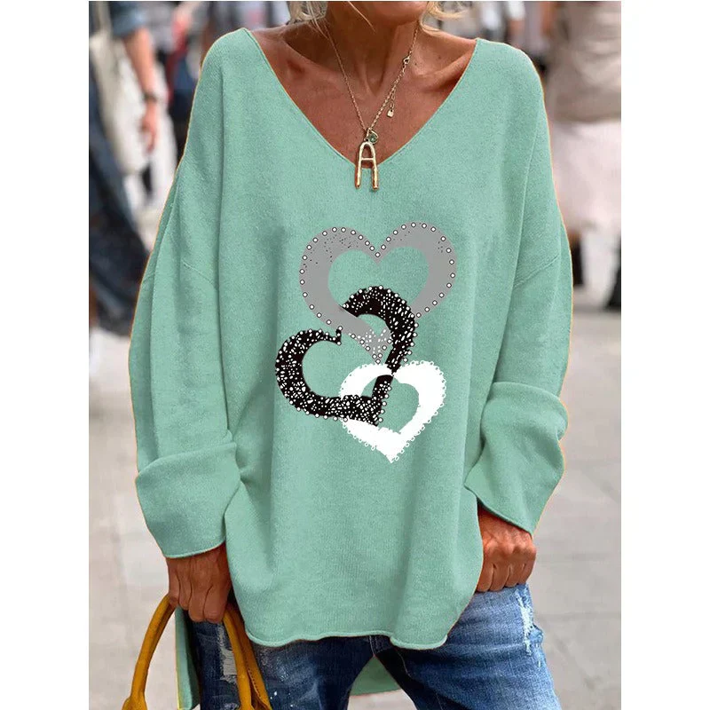 Übergroßer Pullover mit Herzmuster für Damen - Image 5