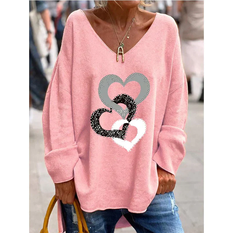 Übergroßer Pullover mit Herzmuster für Damen - Image 6