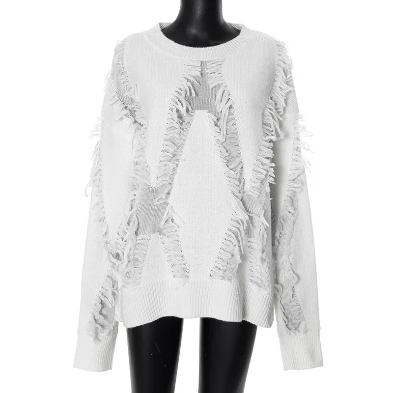 Übergroßer Pullover mit Quasten für Damen - Image 3