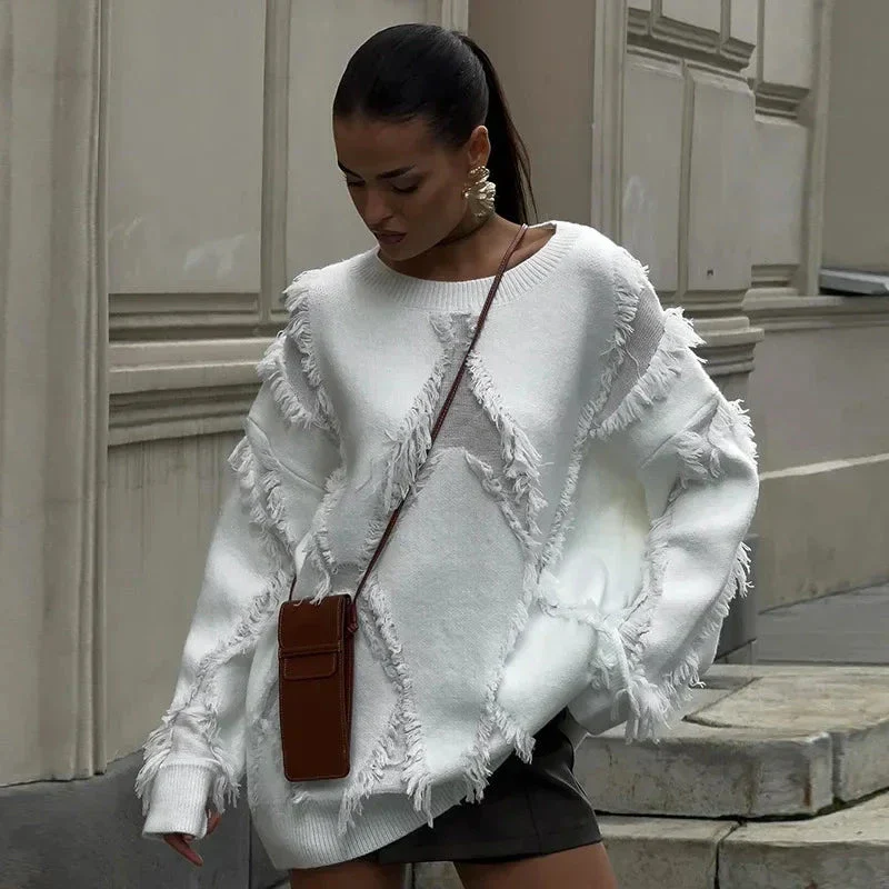 Übergroßer Pullover mit Quasten für Damen - Image 6