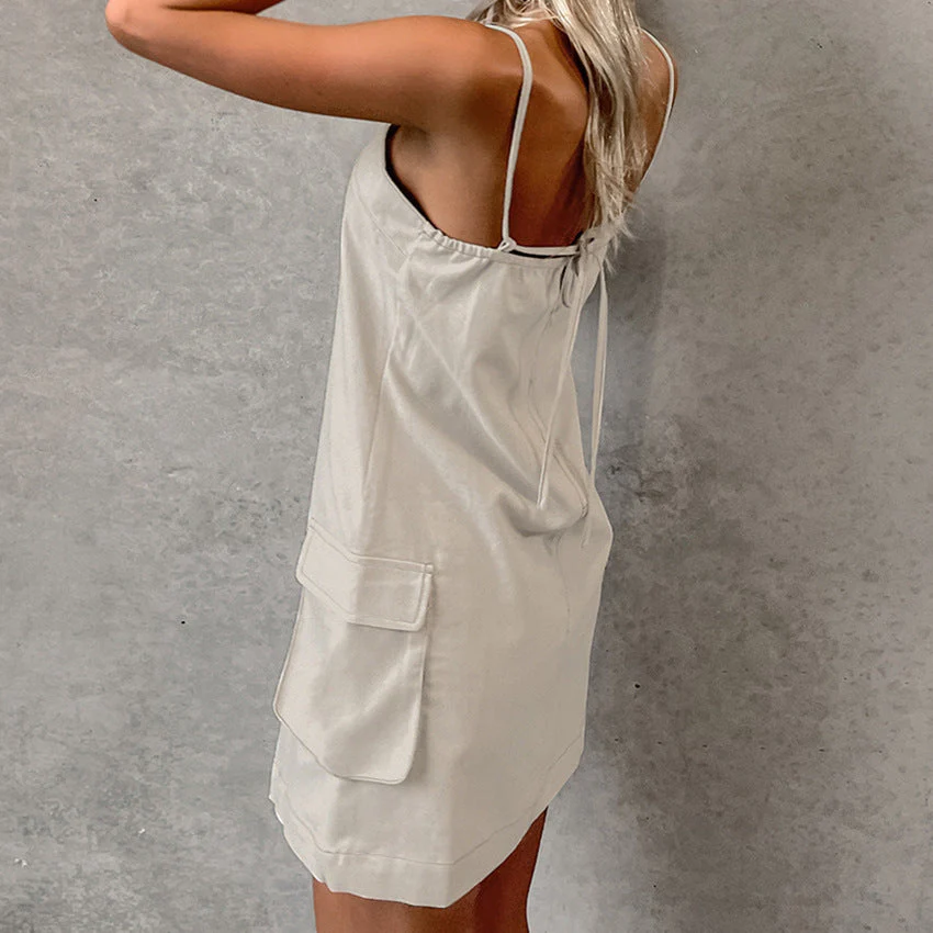 Uli- Damen Freizeitkleid mit praktischen Taschen und Spaghettiträgern - Image 3