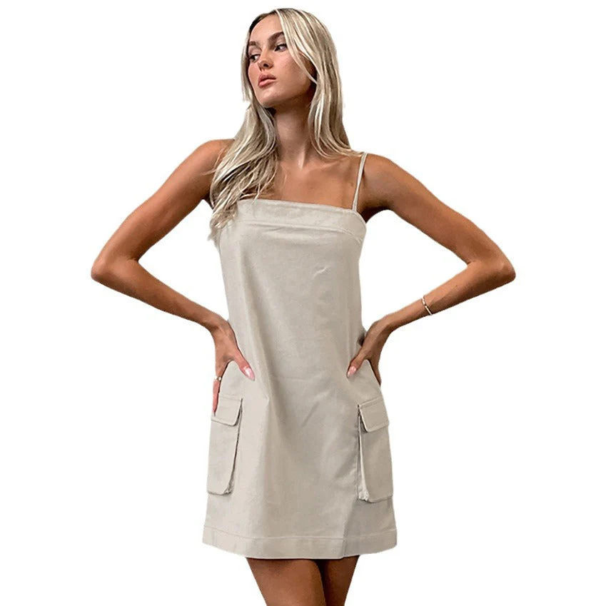 Uli- Damen Freizeitkleid mit praktischen Taschen und Spaghettiträgern - Image 4