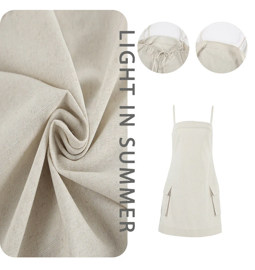 Uli- Damen Freizeitkleid mit praktischen Taschen und Spaghettiträgern - Image 5