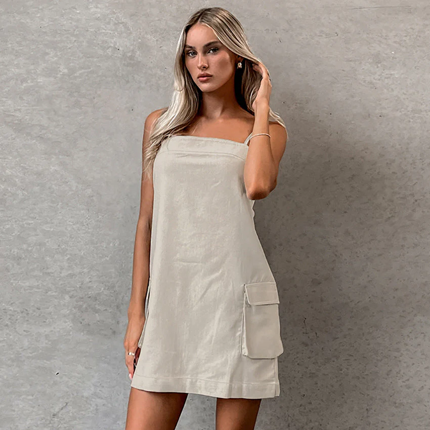 Uli- Damen Freizeitkleid mit praktischen Taschen und Spaghettiträgern - Image 8