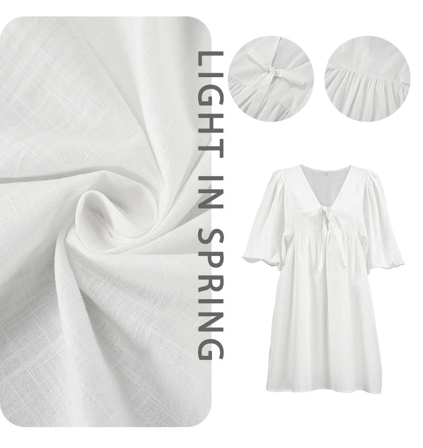 Ulrika- Damen Freizeitkleid mit tiefem V-Ausschnitt und Ärmeln - Image 6