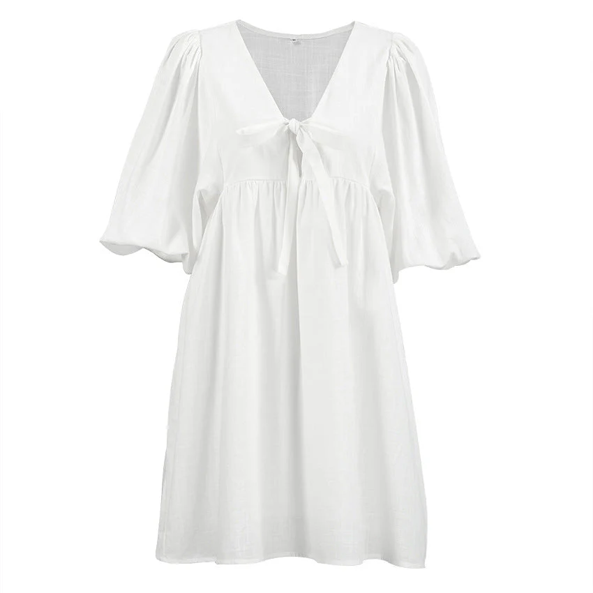 Ulrika- Damen Freizeitkleid mit tiefem V-Ausschnitt und Ärmeln - Image 7