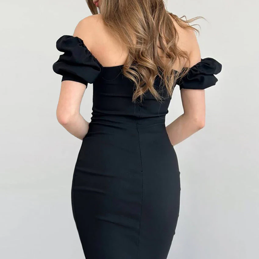 Ulyana-Damen elegantes Off-Shoulder Kleid mit Puffärmeln - Image 3