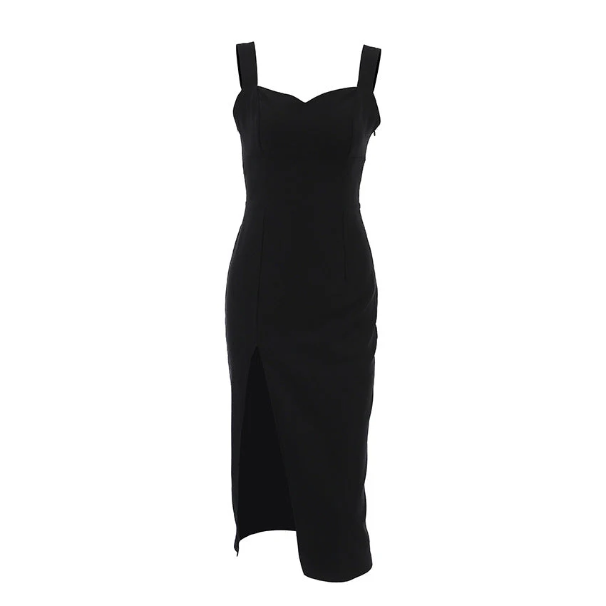 Ume- Damen Elegantes Maxikleid mit  Ausschnitt und Schlitz - Image 6