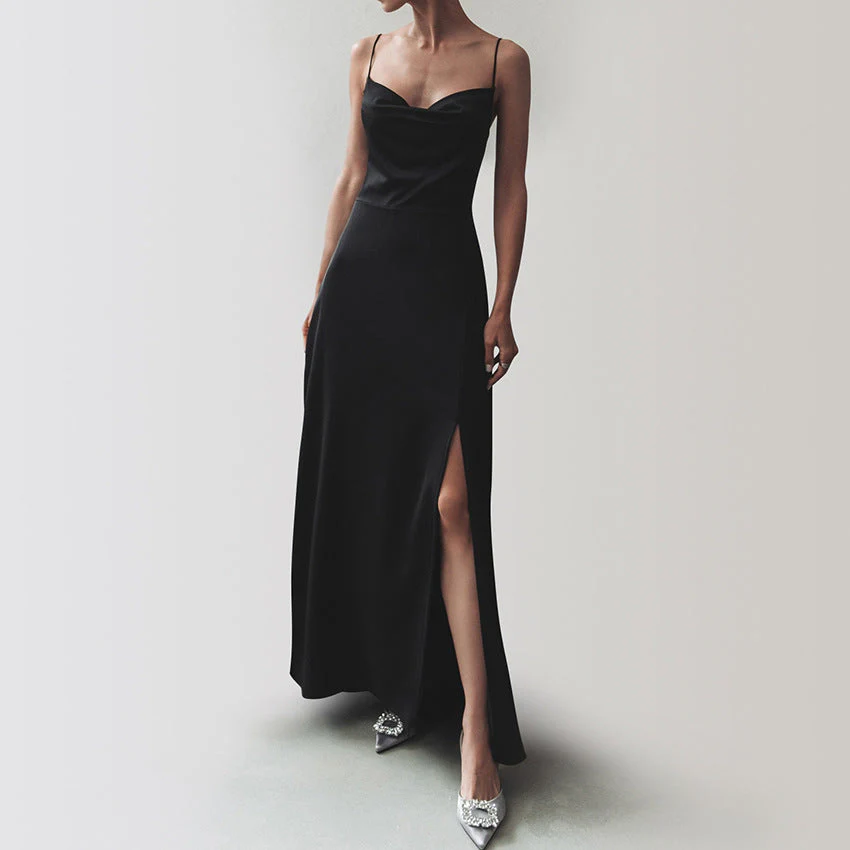 Umni- Damen elegantes Maxikleid mit verführerischem Schlitz - Image 8