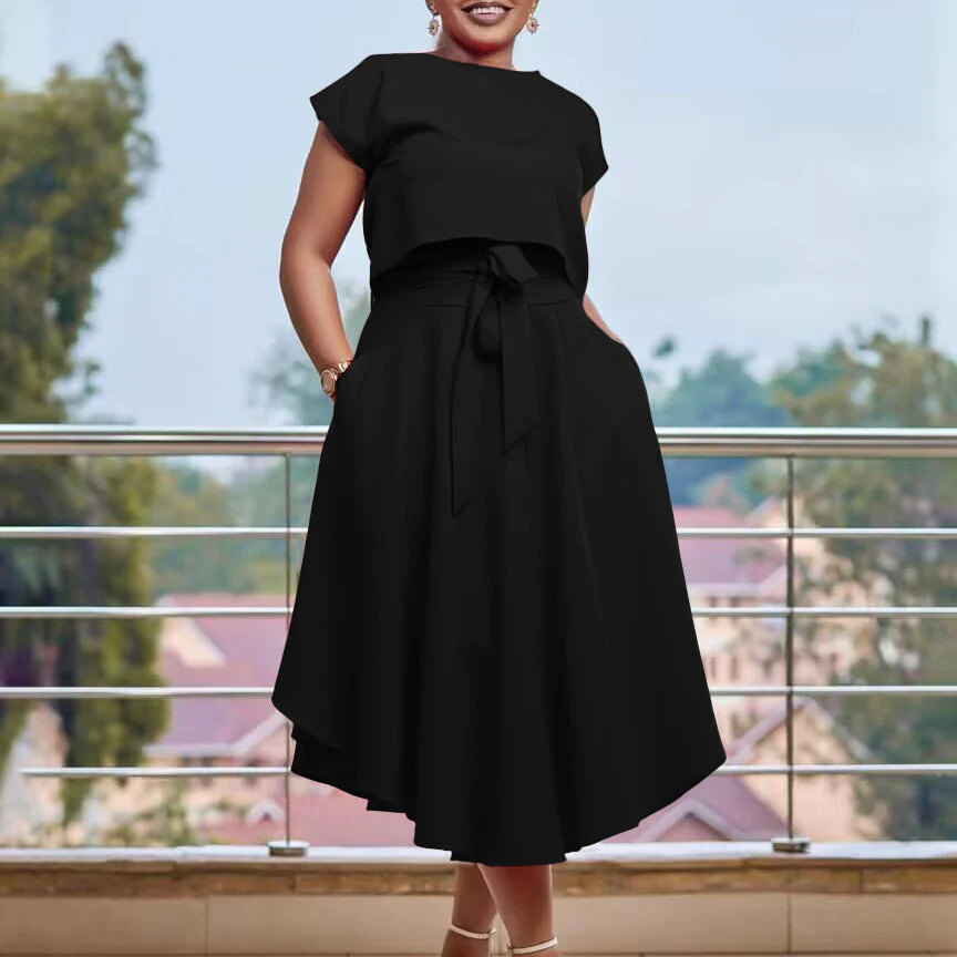 Undine- Damen asymmetrisches Kleid mit geschnittenem Oberteil - Image 2