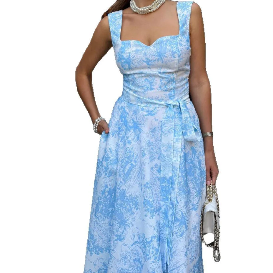 Undreane- Damen elegantes Maxikleid mit Ausschnitt und  Blumenmuster - Image 4