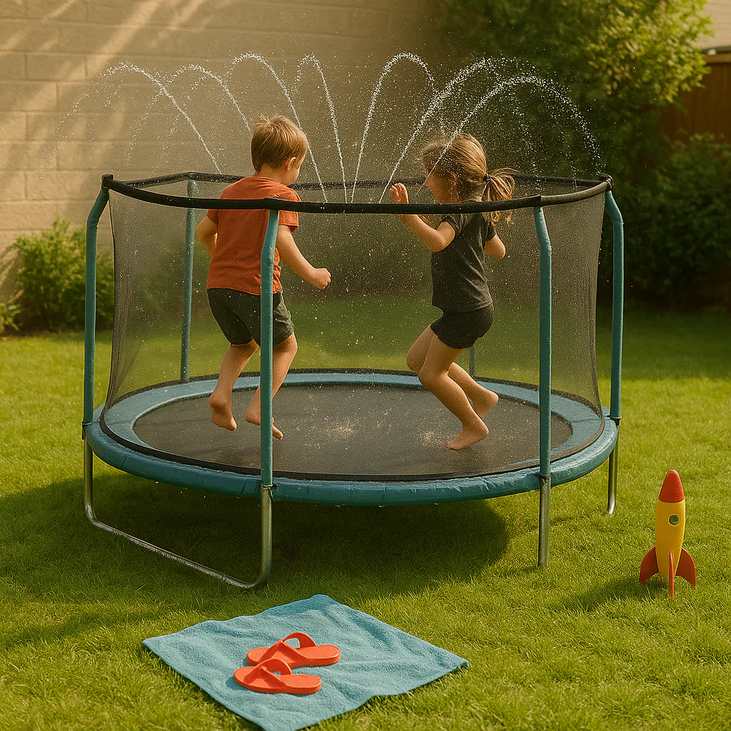 Universelles Trampolin-Sprinklersystem – Schwarzer PVC-Schlauch mit Sprühern für die Kühlung im Freien und das Spielen im Garten - Image 3