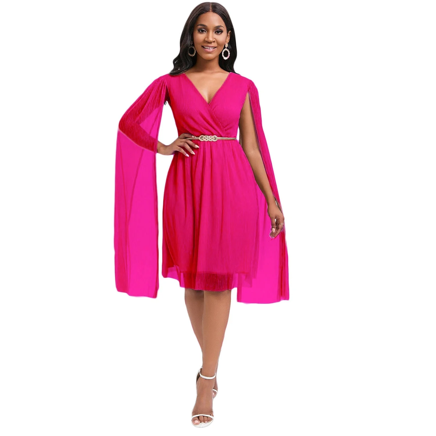 Urania- Damen Abendkleid mit elegantem Schößchen und Ärmeln - Image 4