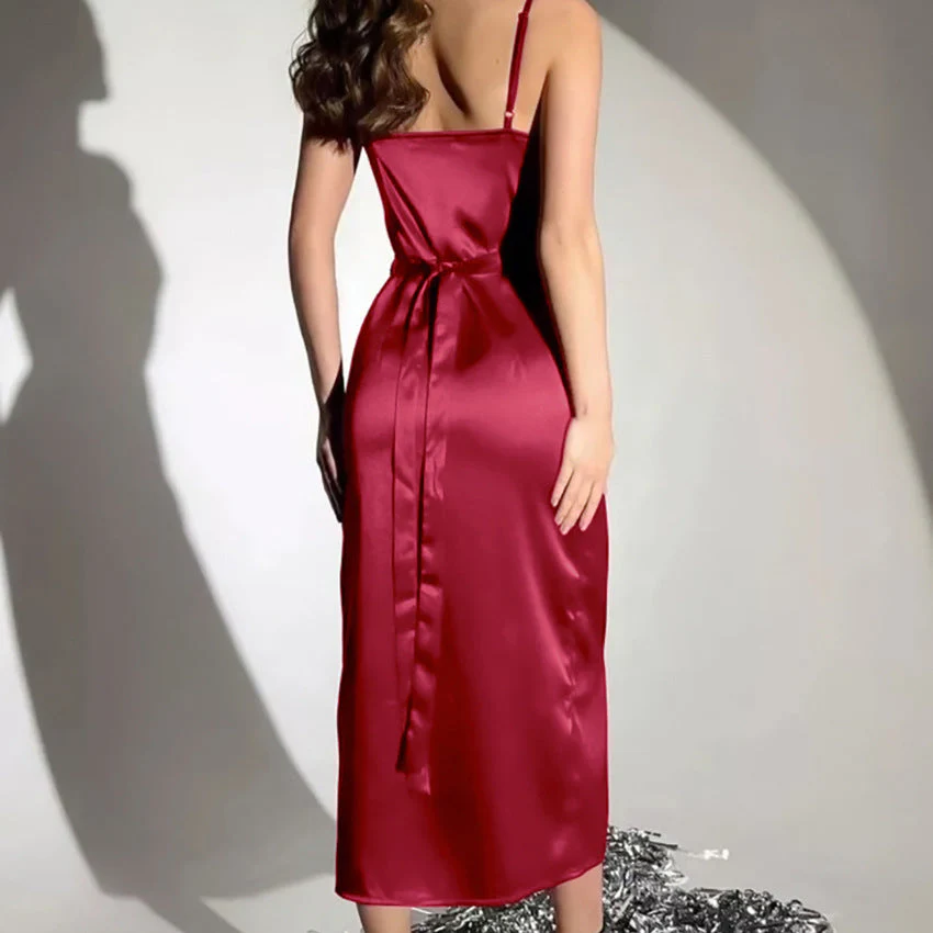 Urania- Damen elegantes Wickelkleid mit hohem Schlitz - Image 4