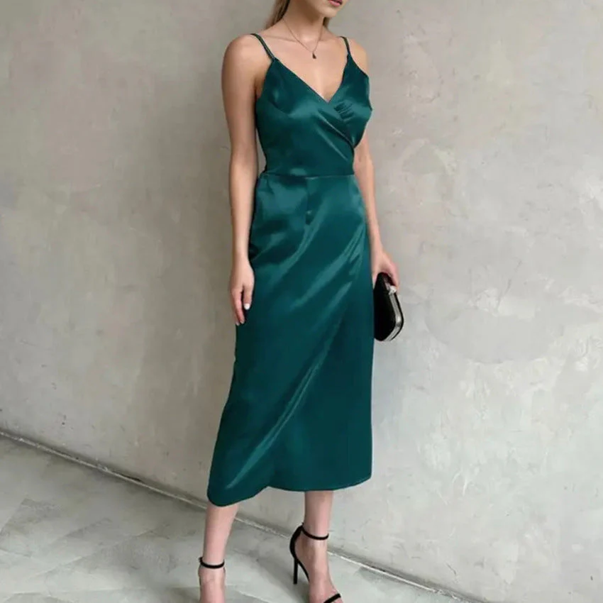 Urania- Damen elegantes Wickelkleid mit hohem Schlitz - Image 8
