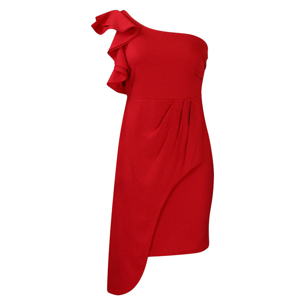 Uriana- Damen asymmetrisches Cocktailkleid mit Rüschendetails - Image 7