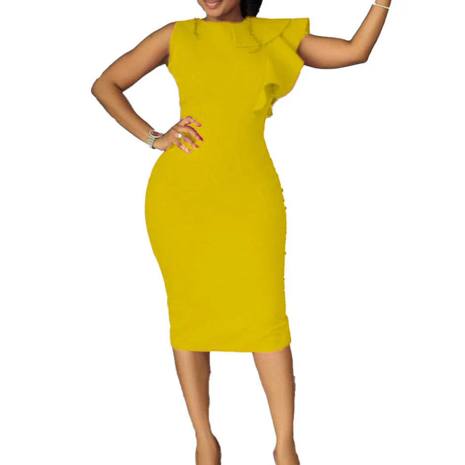 Ursina- Damen Etuikleid mit asymmetrischem Volant - Image 4