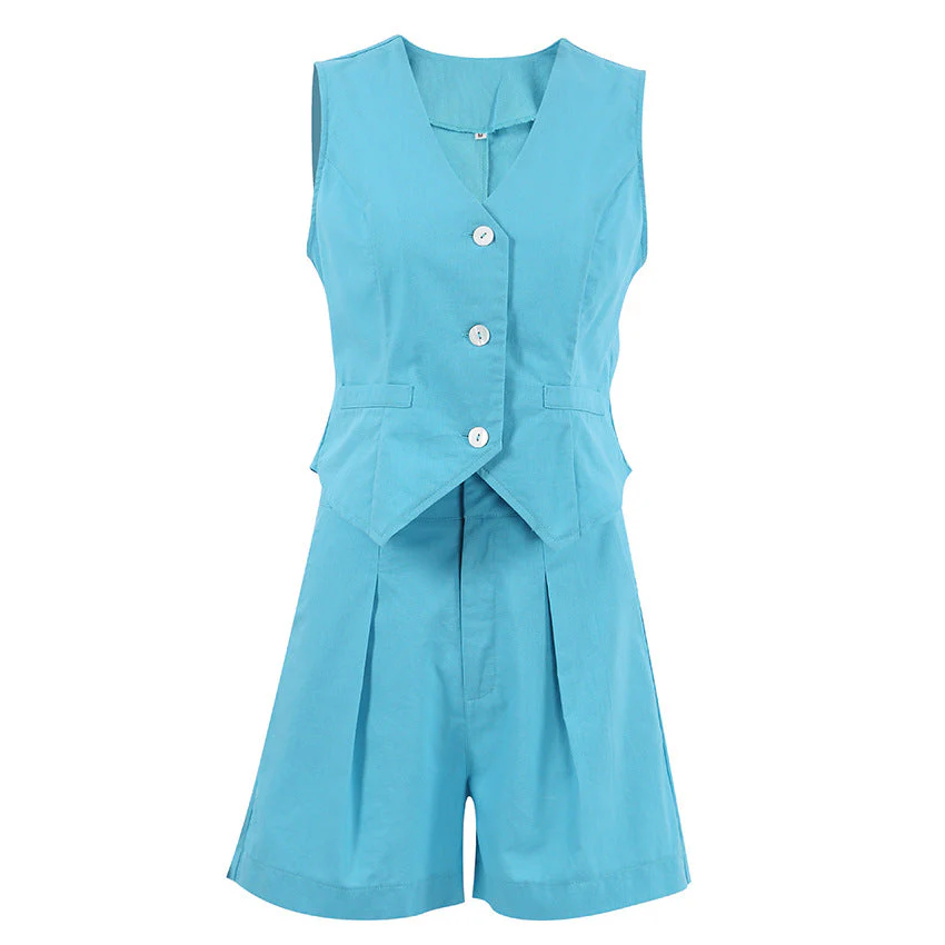 Ursina- Damen Geschmeidiges Leinen Set mit ärmelloser Weste - Image 3