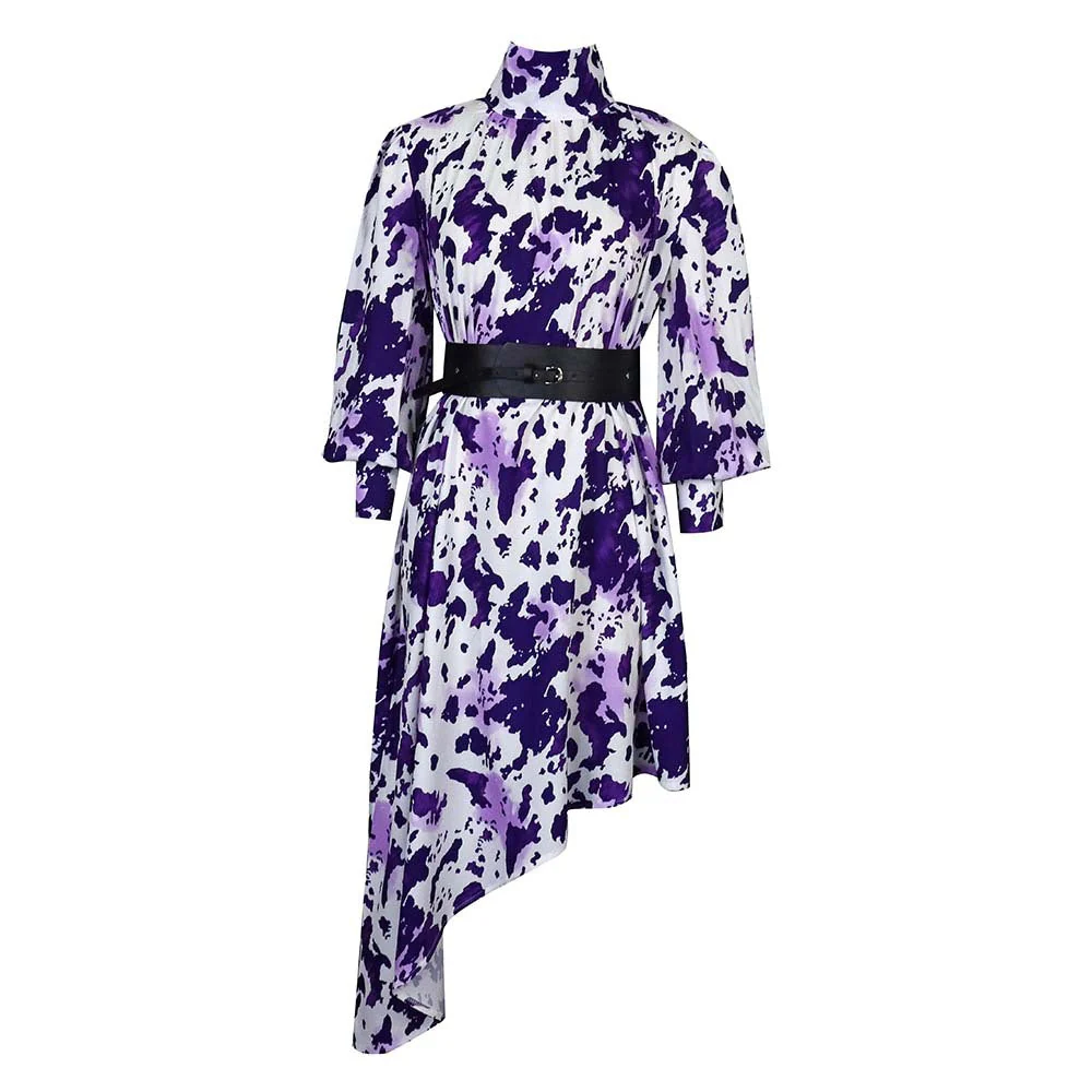 Ursula- Damen asymmetrisches Kleid mit hohen Kragen - Image 5