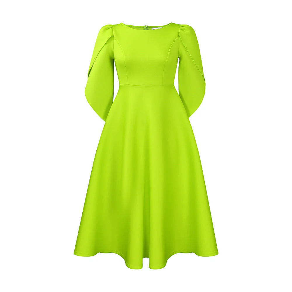Urszula- Damen A-linien Kleid mit eleganten Puffärmeln - Image 5