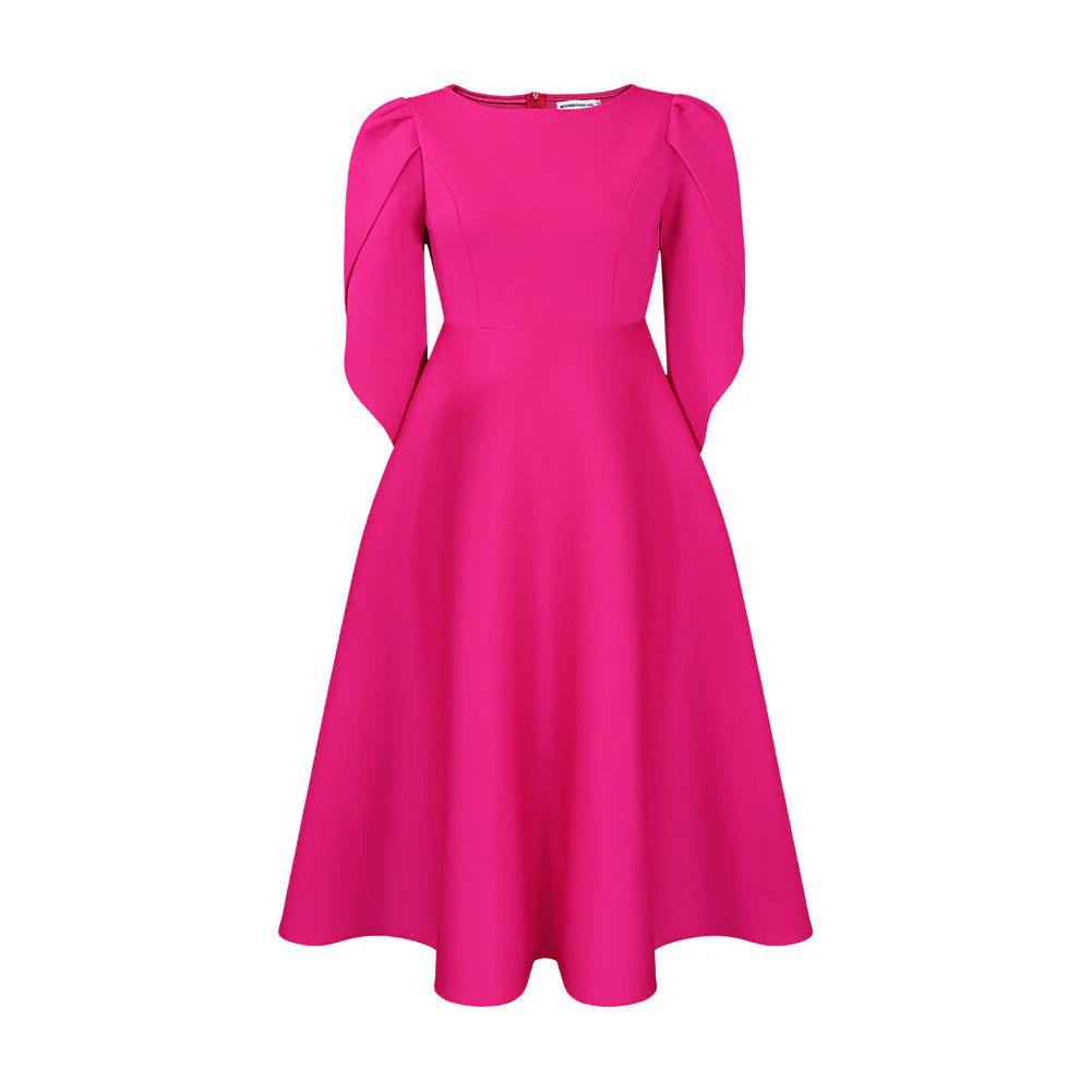 Urszula- Damen A-linien Kleid mit eleganten Puffärmeln - Image 8