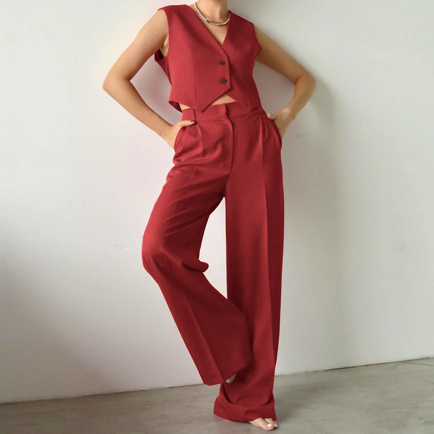 Urszula- Damen elegantes und Set aus ärmelloser Jacke - Image 2