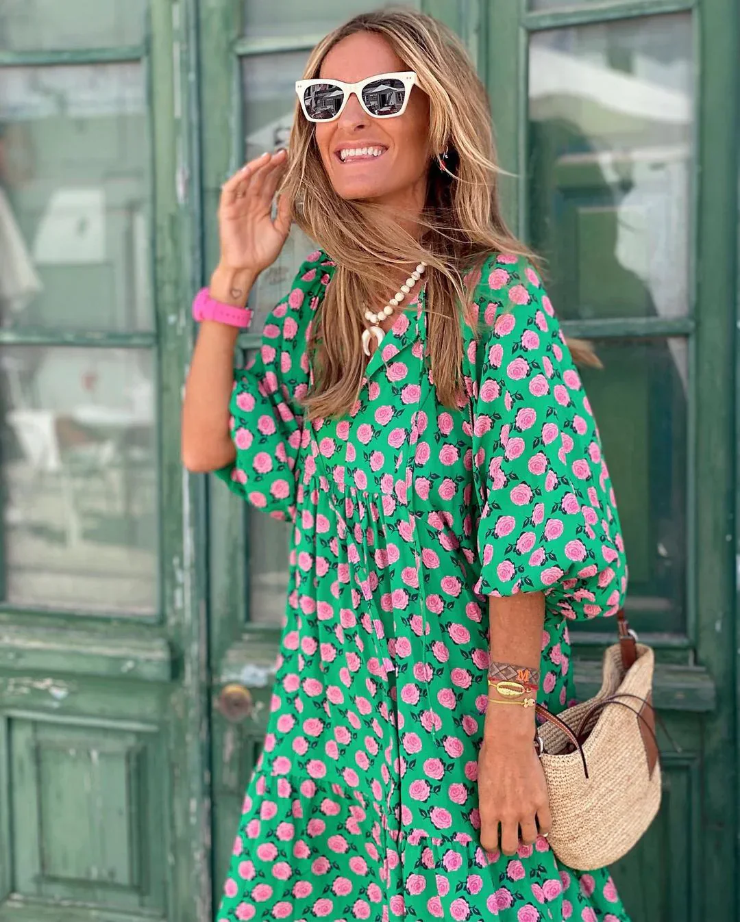 Urvee – Boho-Chic-Maxikleid mit Print und Stufen - Image 5