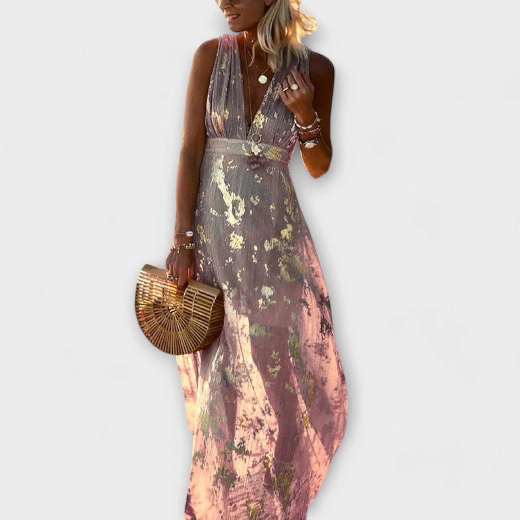 V-Ausschnitt Kleid mit Glitzerverzierungen - Image 4