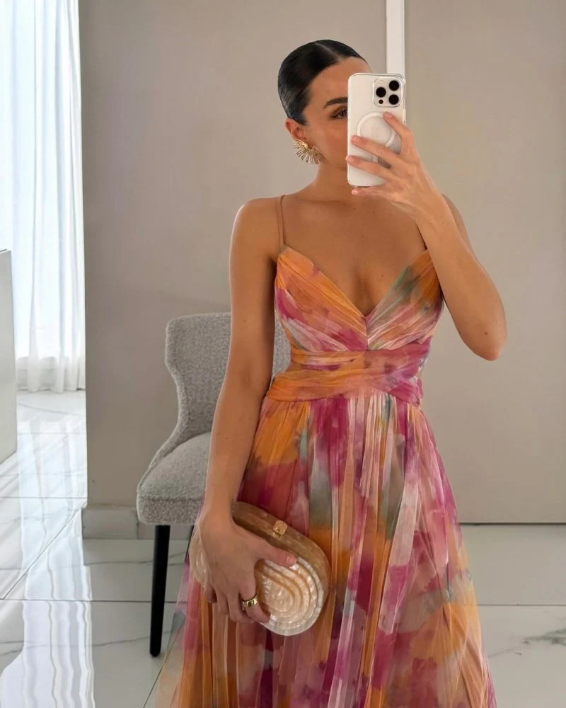 Valeria | Damen Maxikleid Floral Elegant Fließend