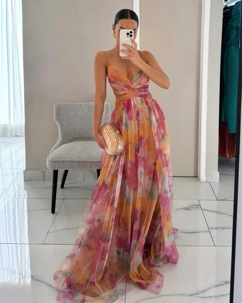 Valeria | Damen Maxikleid Floral Elegant Fließend - Image 5