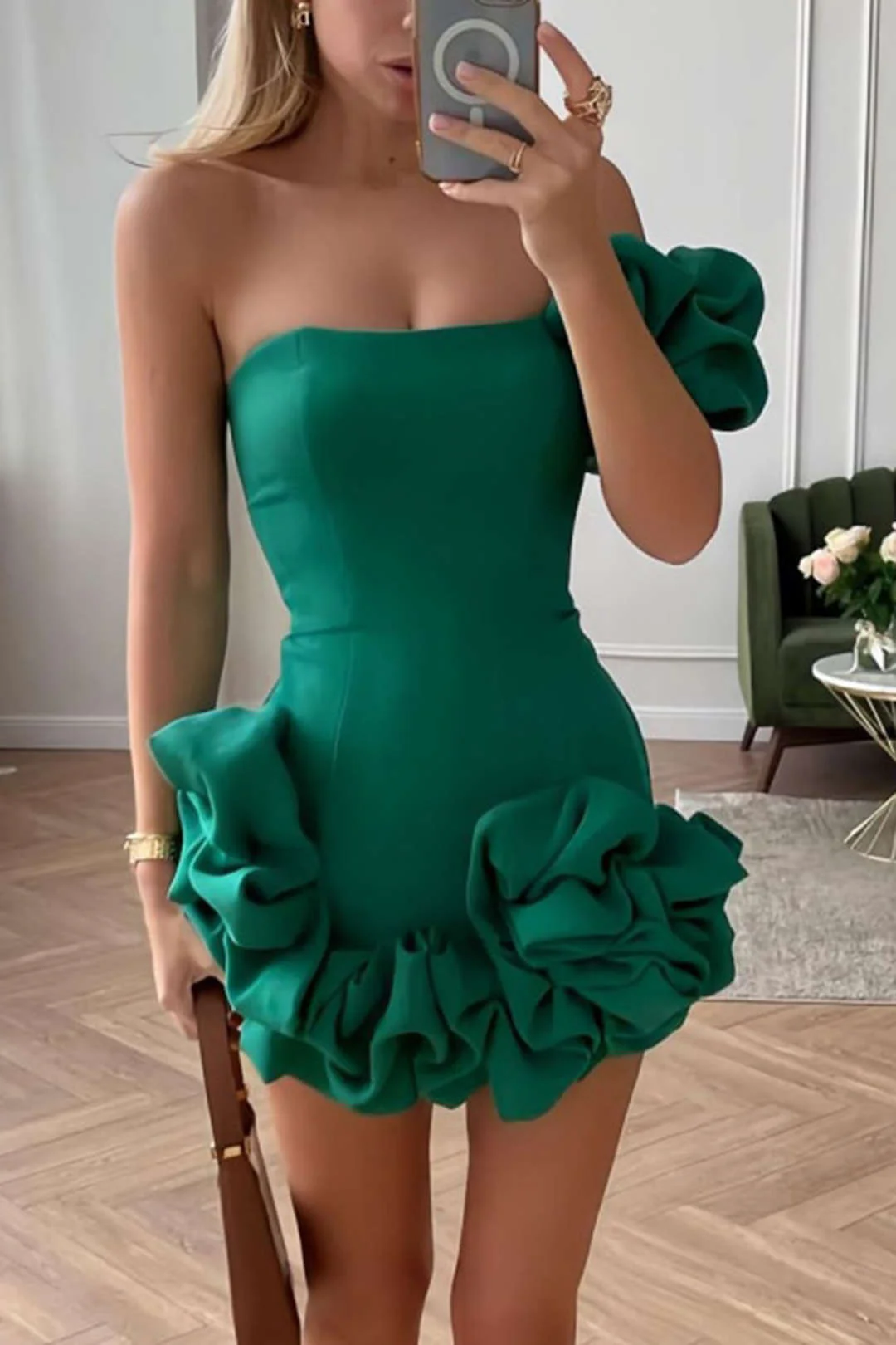 Valeria | One-Shoulder Bodycon Rüschenkleid – Elegante Raffinesse mit verspieltem Touch - Image 5