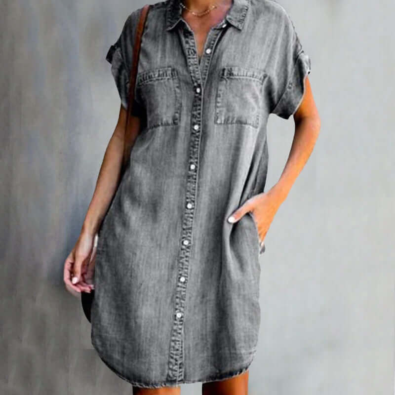 Valerie - Elegantes Denim-Kleid mit Bauchbedeckung - Image 2