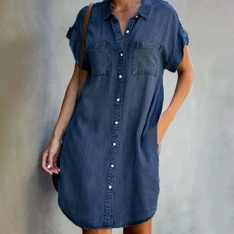 Valerie - Elegantes Denim-Kleid mit Bauchbedeckung - Image 3