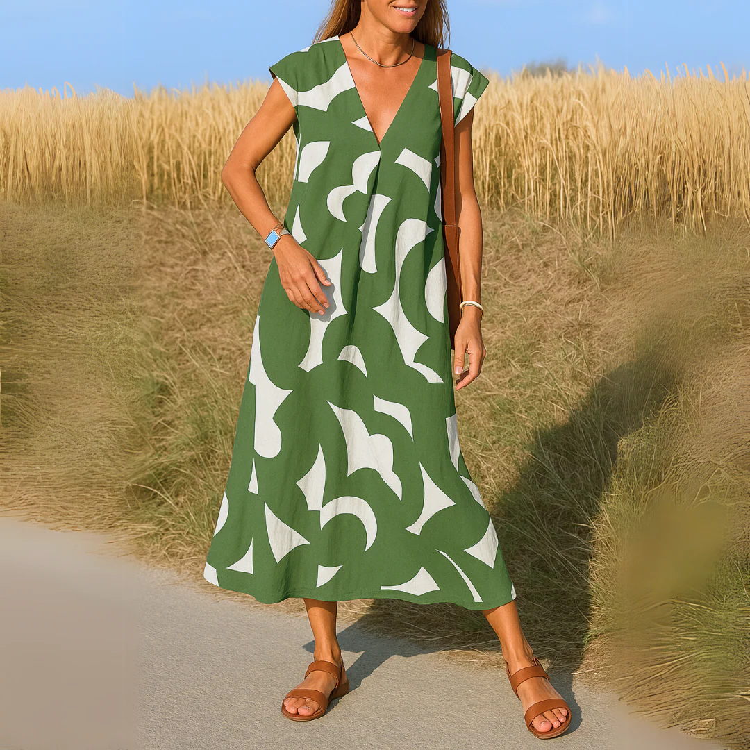 Valérie | Fließendes Kleid mit V-Ausschnitt - Image 2