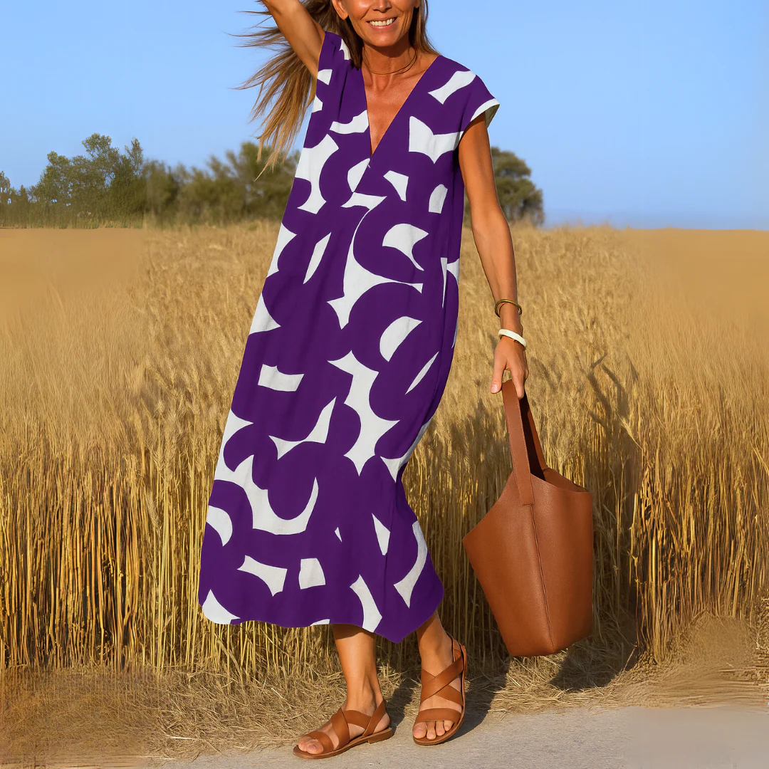 Valérie | Fließendes Kleid mit V-Ausschnitt - Image 6