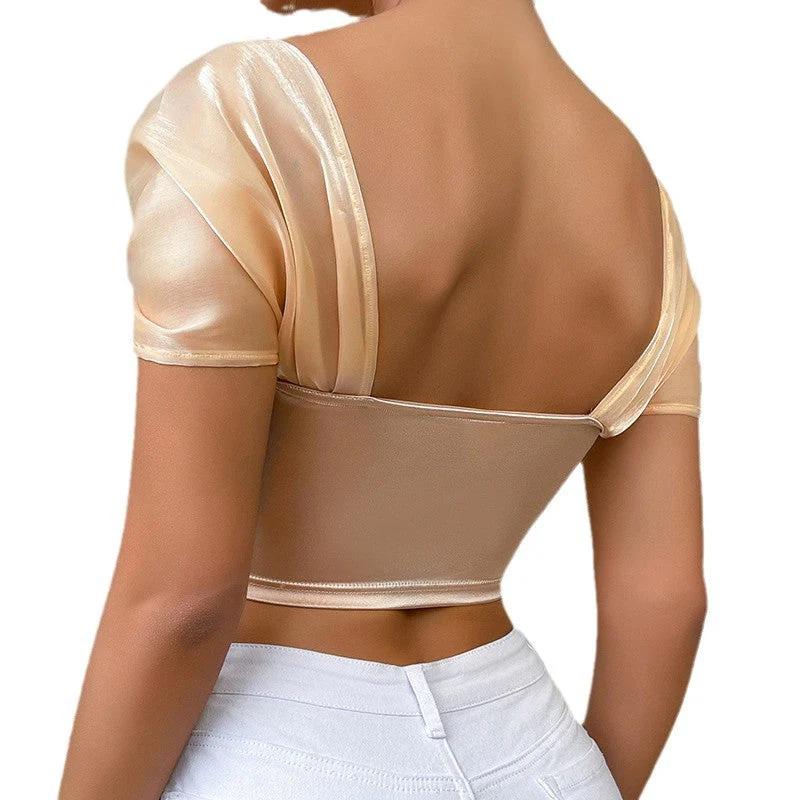 Vasilisa- Damen festlicher Bustier Oberteil mit transparenten Ärmeln - Image 2
