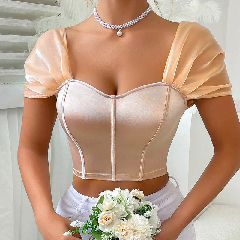 Vasilisa- Damen festlicher Bustier Oberteil mit transparenten Ärmeln - Image 3