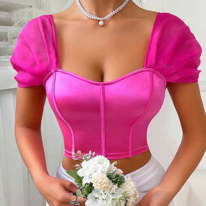 Vasilisa- Damen festlicher Bustier Oberteil mit transparenten Ärmeln - Image 5