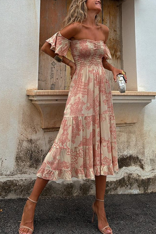 Vee™ | Off-Shoulder Smocked Midi Dress - Image 6