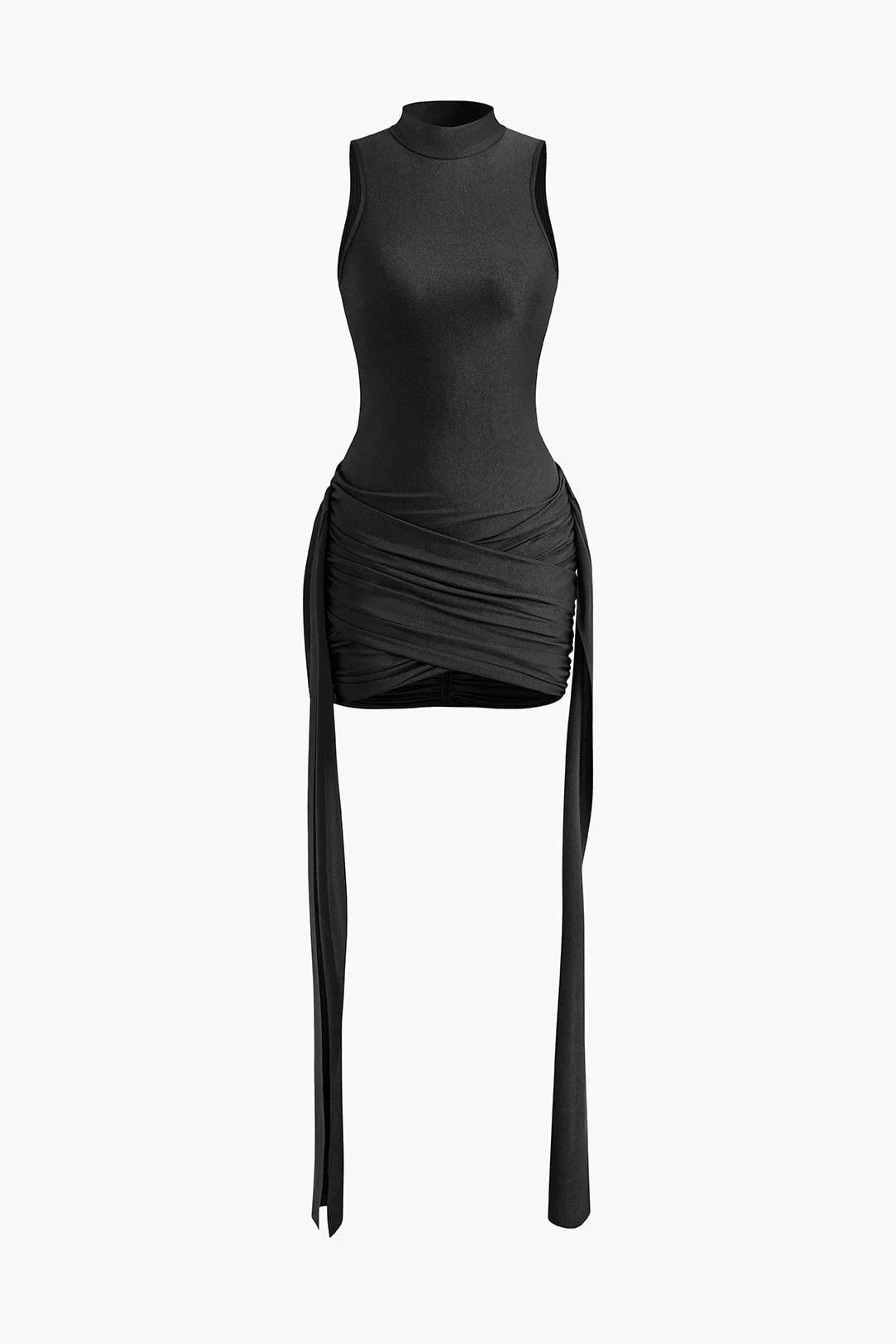 Vera | Elegantes High-Neck Bodycon Minikleid mit Drapierung - Image 2