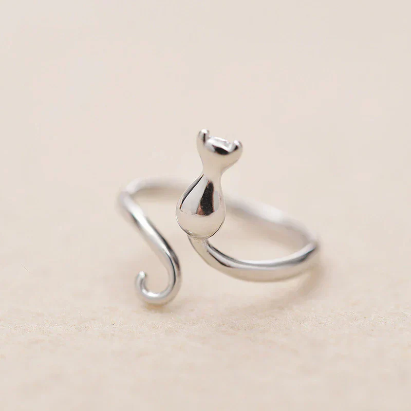 Verstellbarer Katzenring aus Silber - Image 2