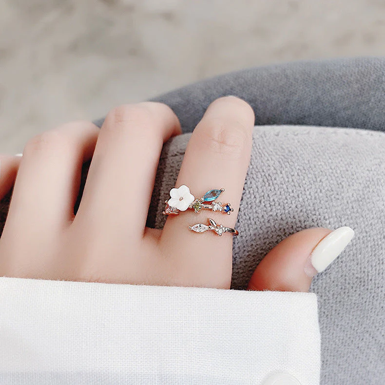 Verstellbarer Ring Wildflower mit Gold-Edelsteinen - Image 2