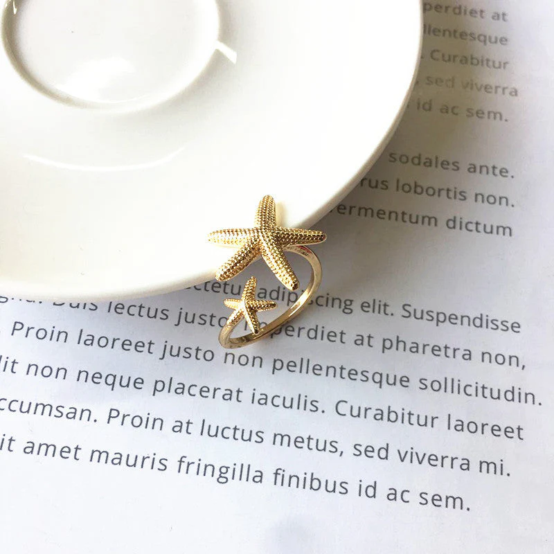 Verstellbarer Seestern-Ring in Silber und Gold - Image 5