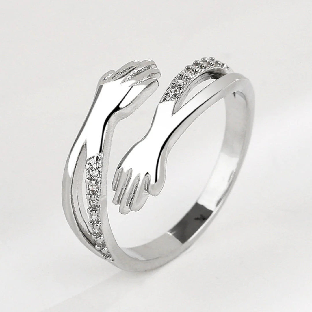 Verstellbarer Umarmungsring mit Zirkonia in Gold und Silber - Image 2
