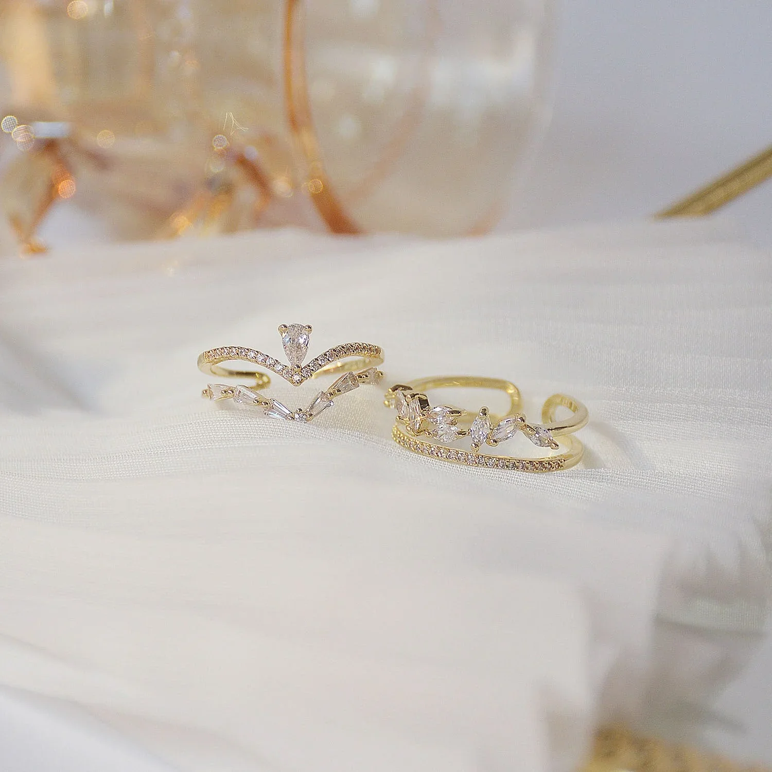 Verstellbarer Zirkonia-Ring in Gold - Image 7